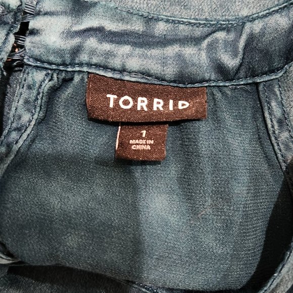 Torrid Teal Grecian Satin Charmeuse Sleeveless Goddess Neck Tank Plus Size 1X - Picture 6 of 9